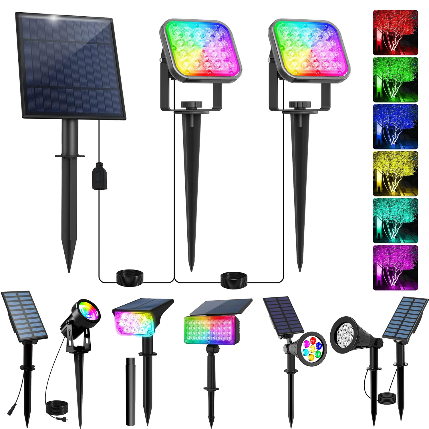 Solar Garden Spotlight Rgb - RGB Güneş Enerjili Spot Işık IP65