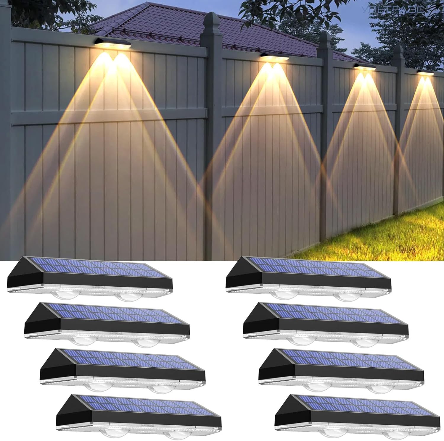 Solar Wall Light Fence Lamp - 1/8 adet Süper Parlak Güneş Enerjili