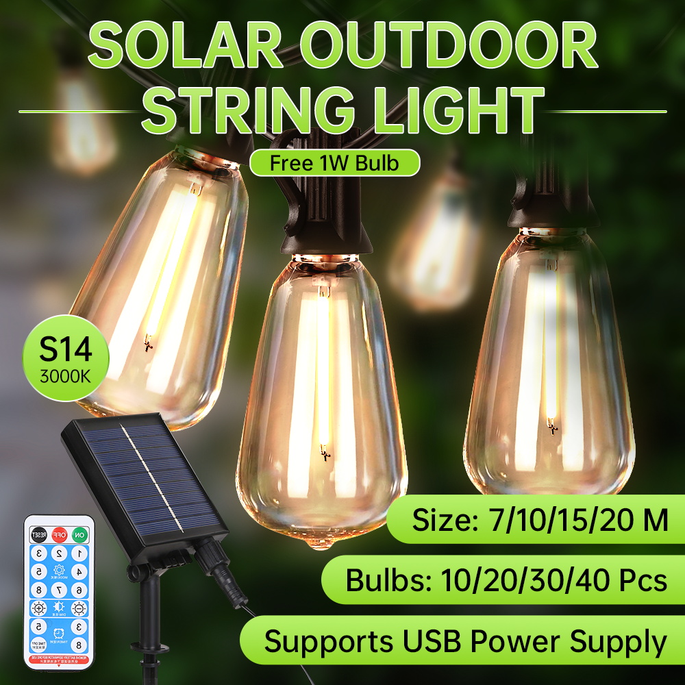 Solar String Lights Outdoor 20M - Açık Güneş Işığı Dize Sıcak Işık