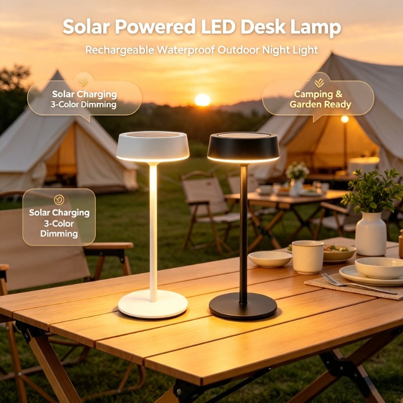 Solar Lantern Camping Collapsible - Kablosuz, Güneş Enerjili, Dokunmatik Kontrollü, Kısılabilir