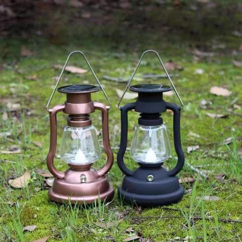 Solar Lantern Camping Collapsible - Retro kamp feneri el krank gazyağı