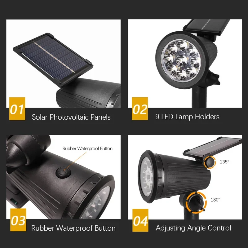 9LED Güneş Spot Açık IP65 Su G - Solar Garden Spotlight Rgb incelemesi ve fiyatı