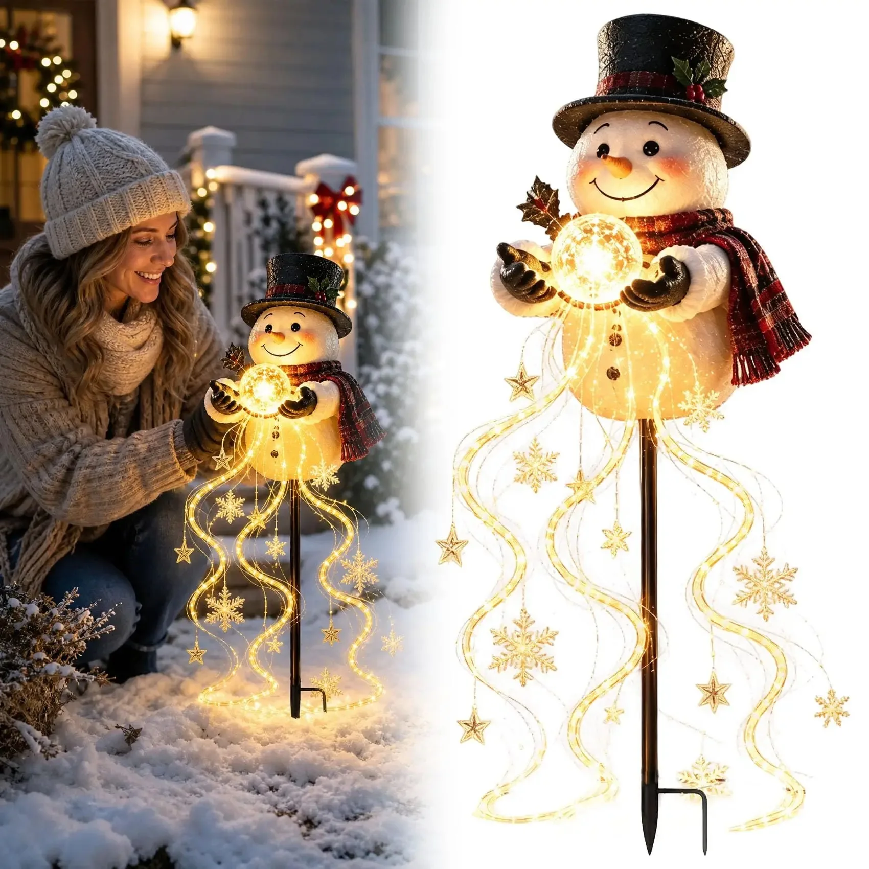 Noel Temalı Kar Adam Figürlü G - Solar Garden Light Outdoor Waterproof incelemesi ve fiyatı