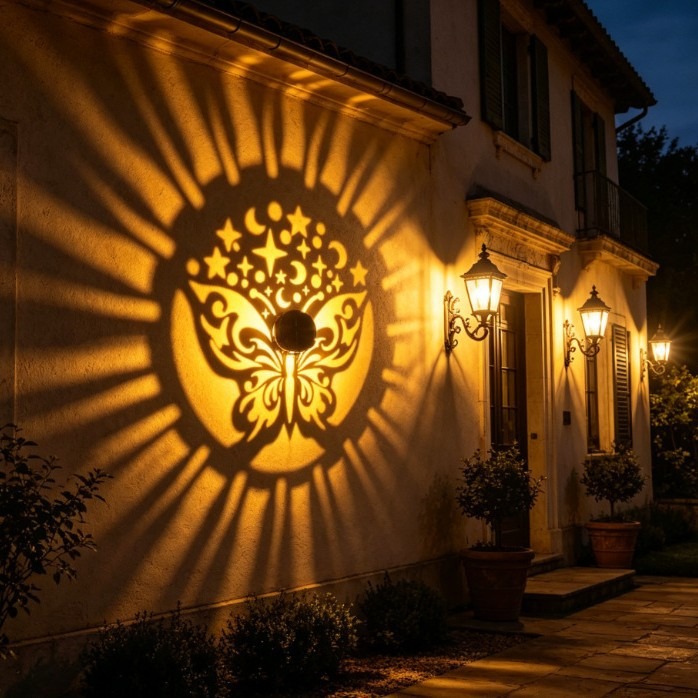 Güneş Mandala Kelebek Projektö - Solar Wall Light Fence Lamp incelemesi ve fiyatı